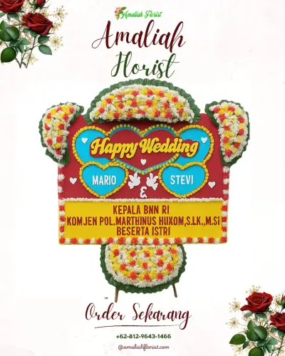 Karangan Papan Bunga Pernikahan di Dasan Cermen